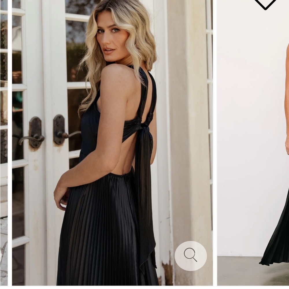 Baltic Born Black Backless Pleated Dress